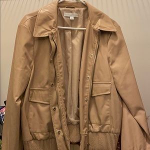 Faux leather bomber jacket